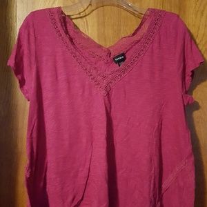 Pink v-neck dress shirt